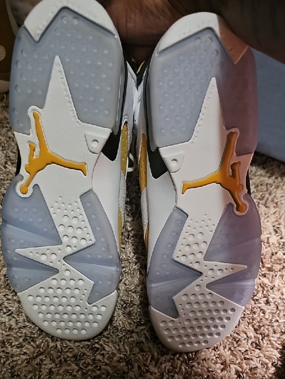 Jordan 6 Retro White, Black & Gold/Yellow High-Top Sneakers - Picture 7 of 14